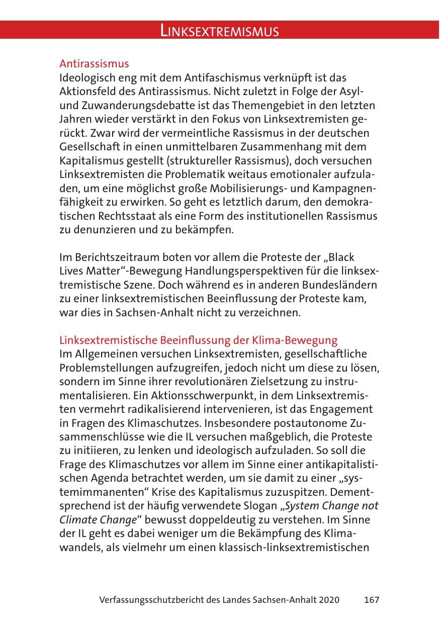 Seite 169 des Verfassungsschutzbericht 2020 Sachsen-Anhalt