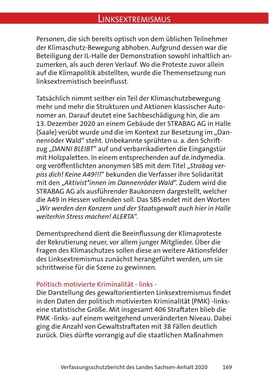 Seite 171 des Verfassungsschutzbericht 2020 Sachsen-Anhalt
