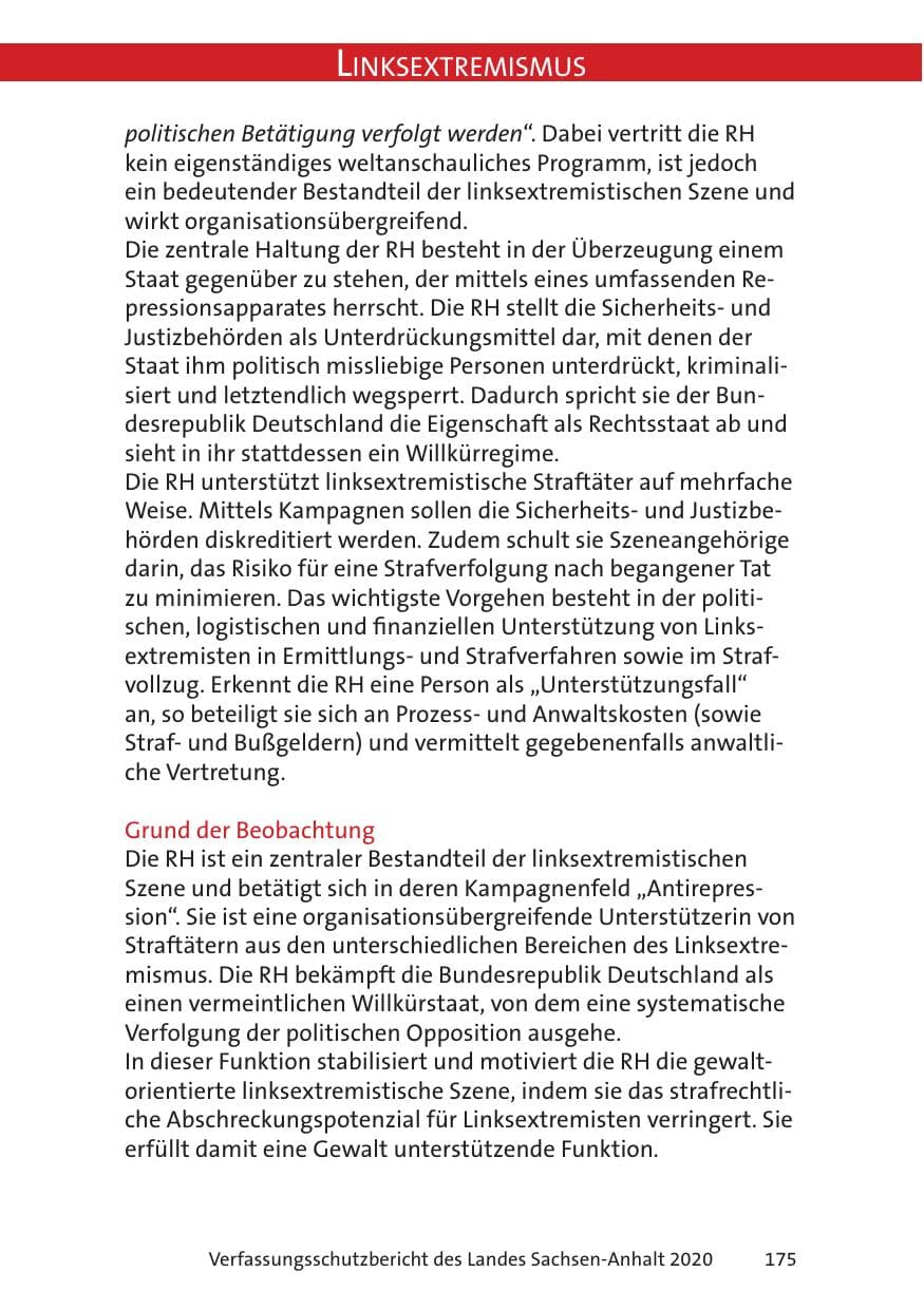 Seite 177 des Verfassungsschutzbericht 2020 Sachsen-Anhalt