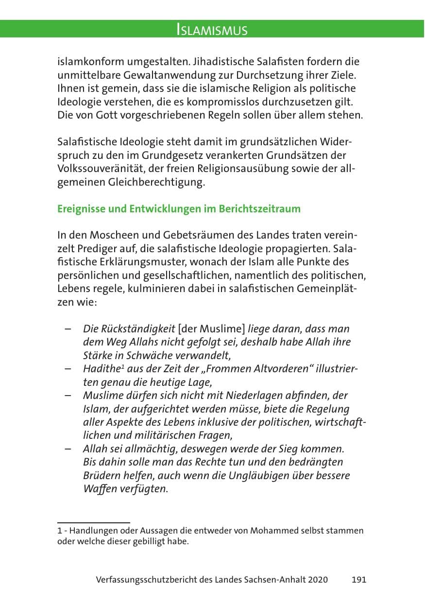 Seite 193 des Verfassungsschutzbericht 2020 Sachsen-Anhalt