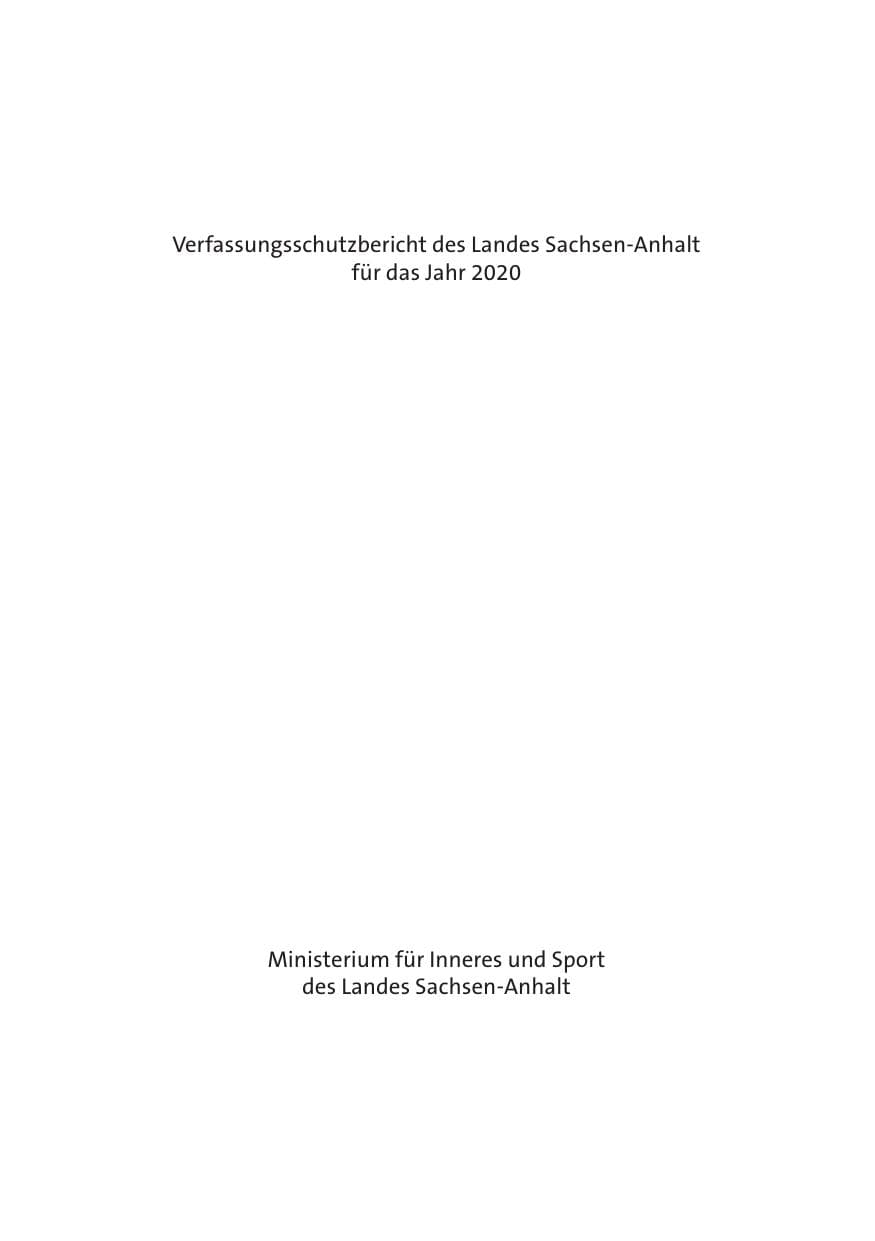 Seite 3 des Verfassungsschutzbericht 2020 Sachsen-Anhalt