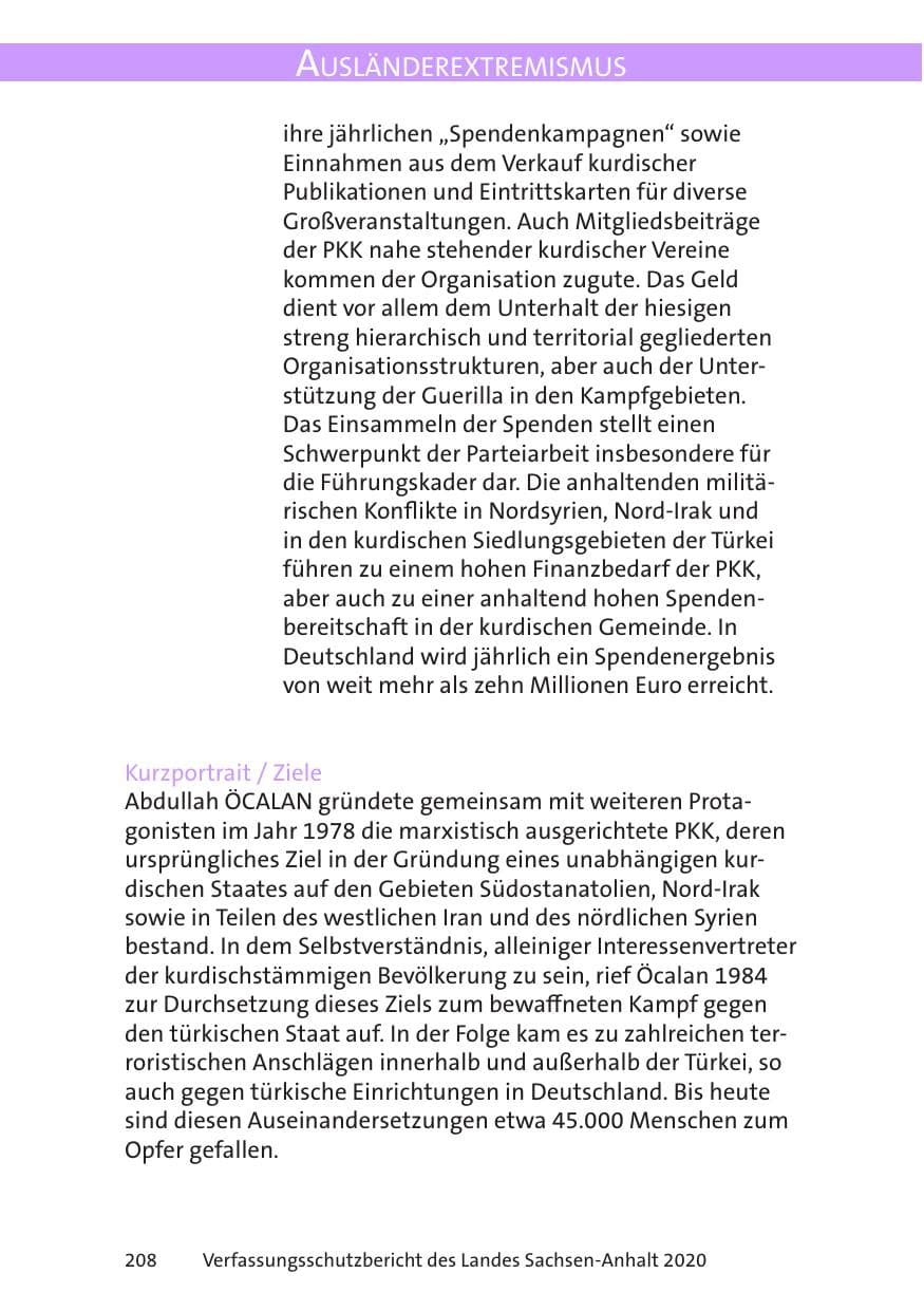 Seite 210 des Verfassungsschutzbericht 2020 Sachsen-Anhalt