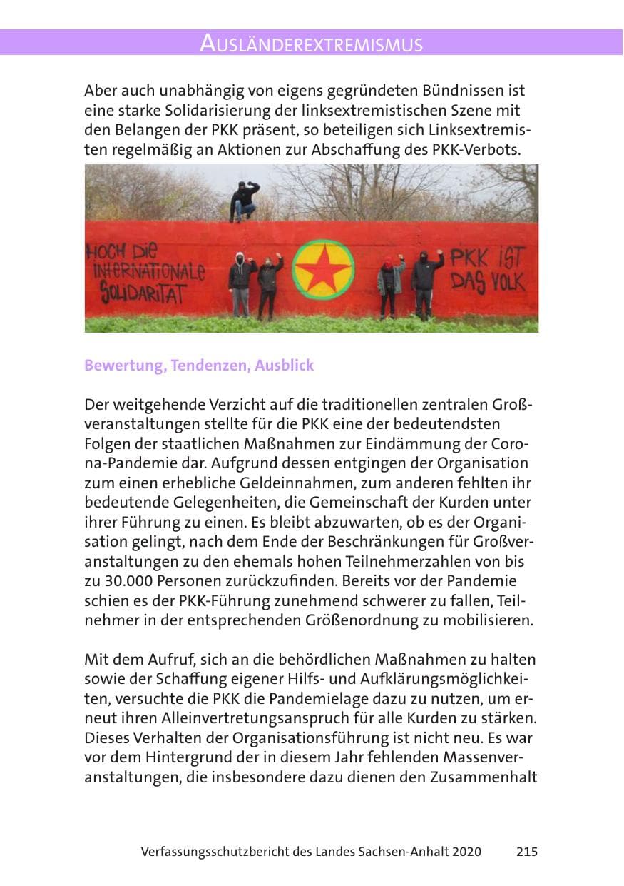 Seite 217 des Verfassungsschutzbericht 2020 Sachsen-Anhalt