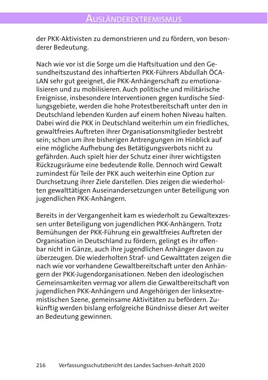Seite 218 des Verfassungsschutzbericht 2020 Sachsen-Anhalt