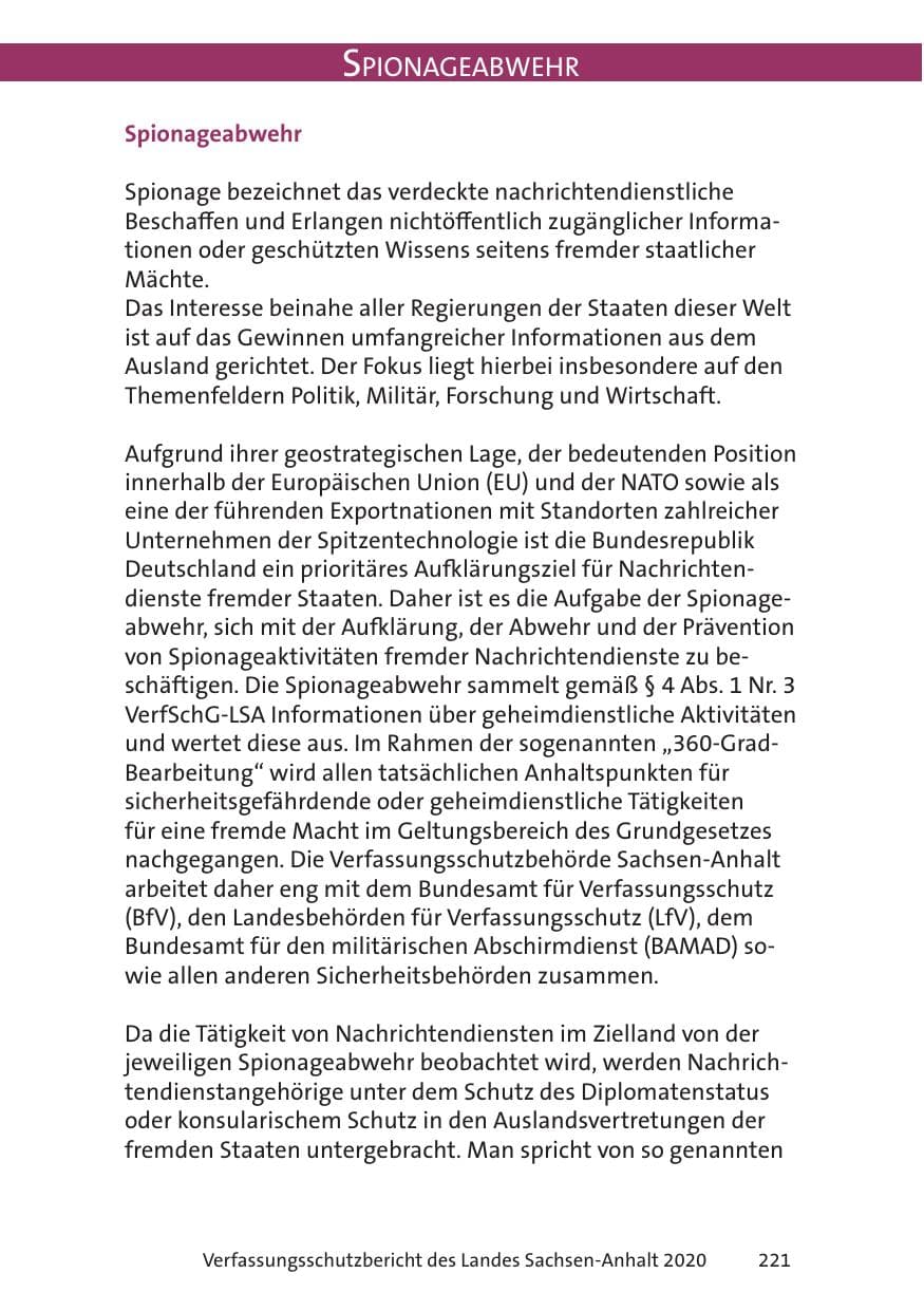 Seite 223 des Verfassungsschutzbericht 2020 Sachsen-Anhalt