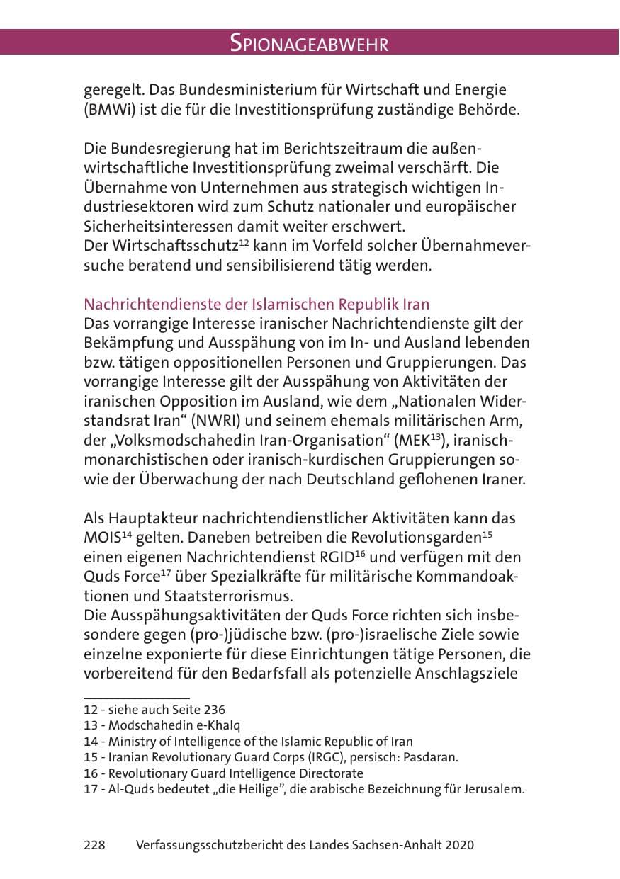 Seite 230 des Verfassungsschutzbericht 2020 Sachsen-Anhalt