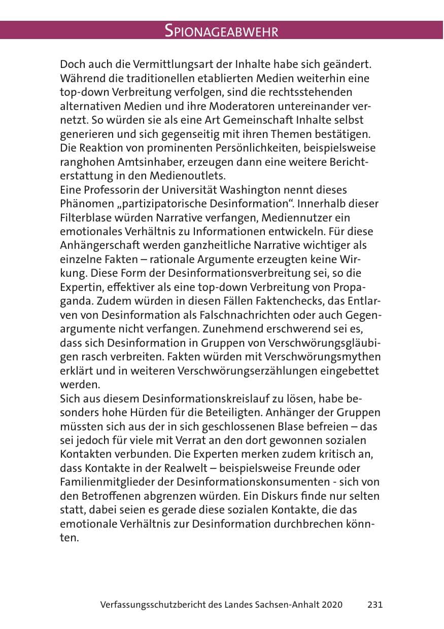 Seite 233 des Verfassungsschutzbericht 2020 Sachsen-Anhalt