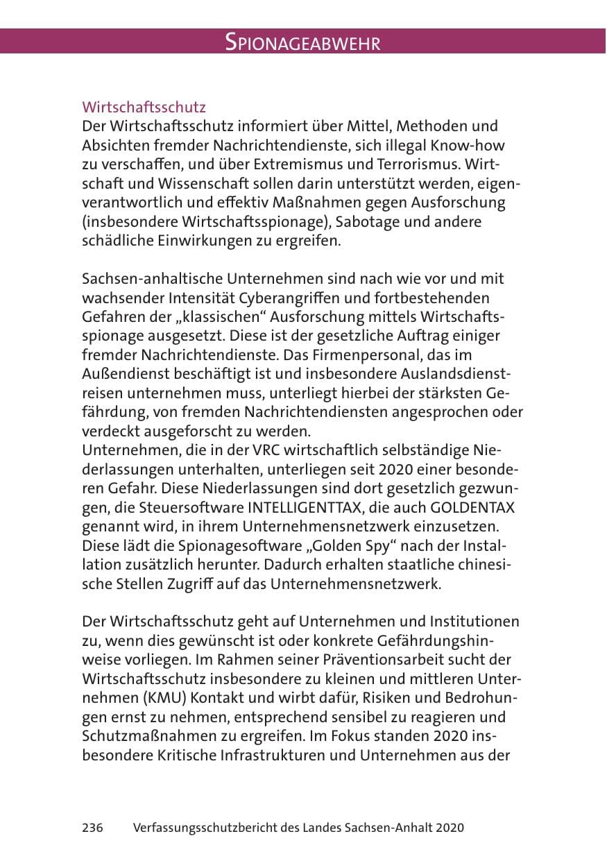 Seite 238 des Verfassungsschutzbericht 2020 Sachsen-Anhalt