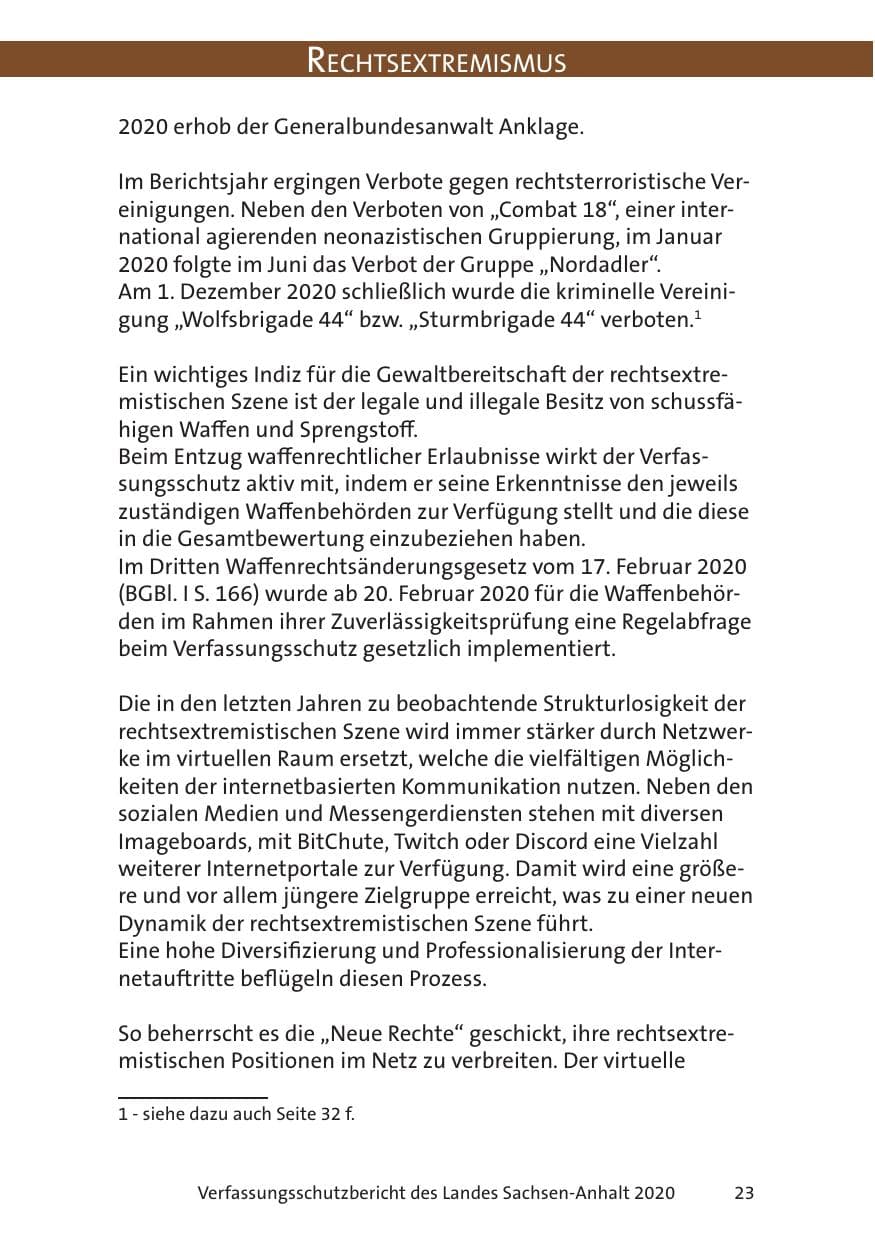 Seite 25 des Verfassungsschutzbericht 2020 Sachsen-Anhalt