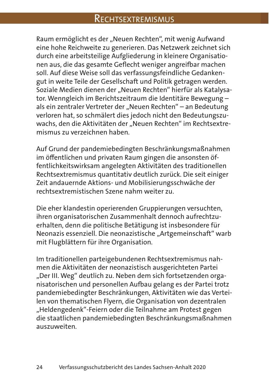 Seite 26 des Verfassungsschutzbericht 2020 Sachsen-Anhalt