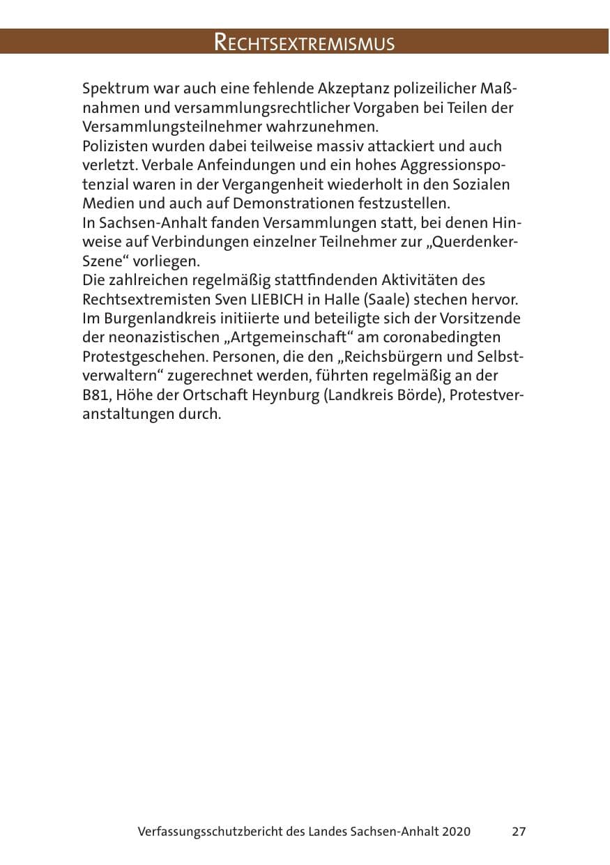 Seite 29 des Verfassungsschutzbericht 2020 Sachsen-Anhalt
