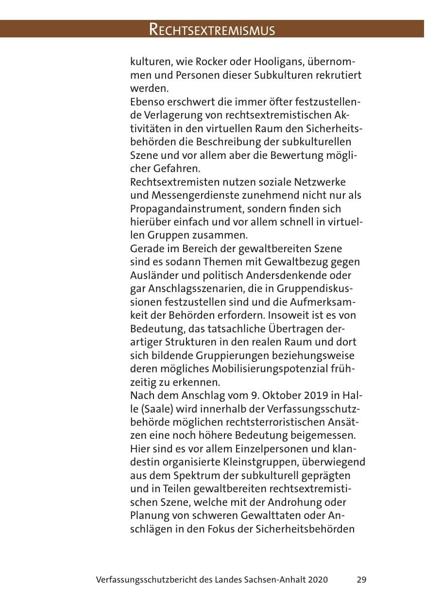 Seite 31 des Verfassungsschutzbericht 2020 Sachsen-Anhalt