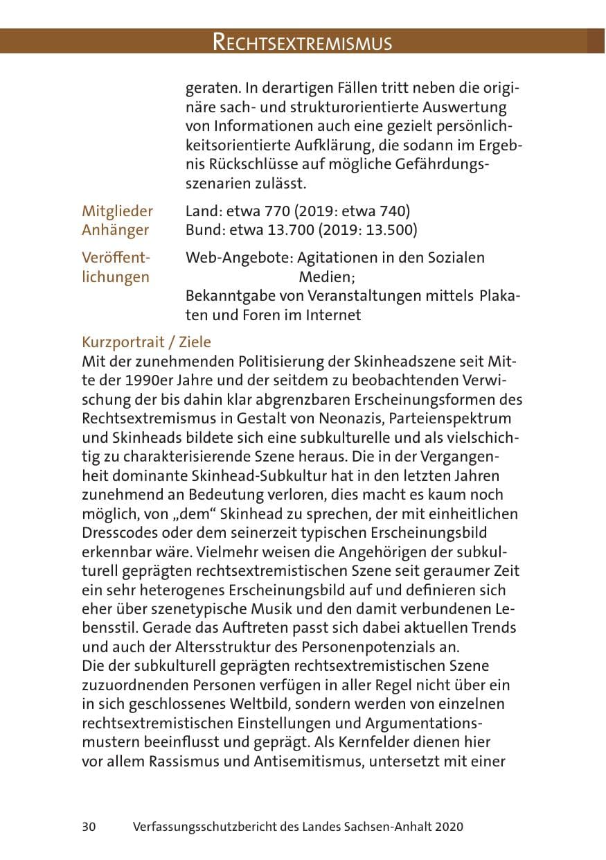 Seite 32 des Verfassungsschutzbericht 2020 Sachsen-Anhalt