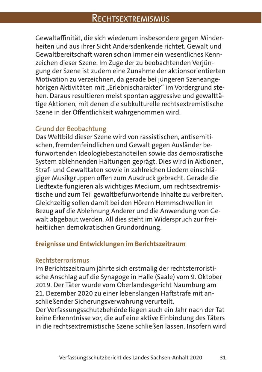 Seite 33 des Verfassungsschutzbericht 2020 Sachsen-Anhalt