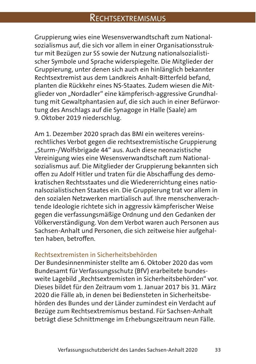 Seite 35 des Verfassungsschutzbericht 2020 Sachsen-Anhalt