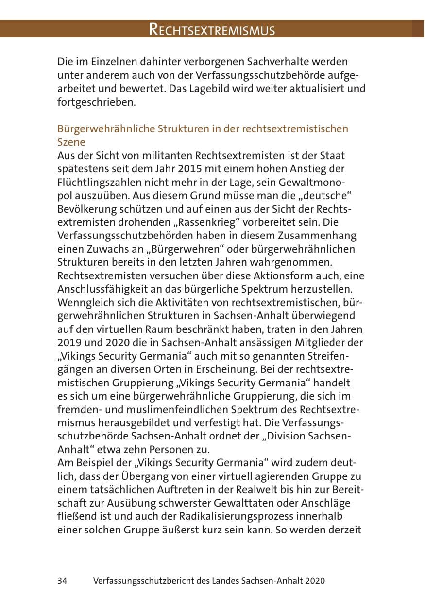 Seite 36 des Verfassungsschutzbericht 2020 Sachsen-Anhalt
