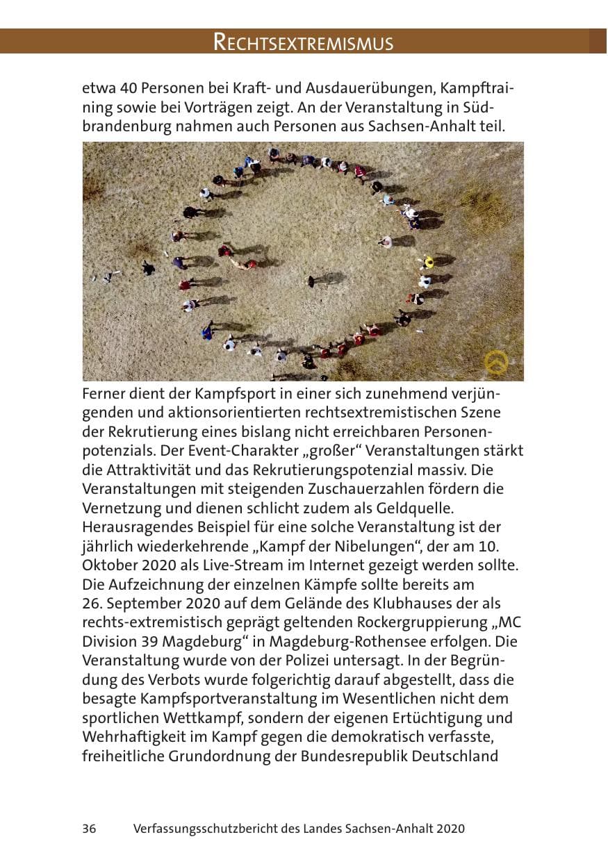 Seite 38 des Verfassungsschutzbericht 2020 Sachsen-Anhalt