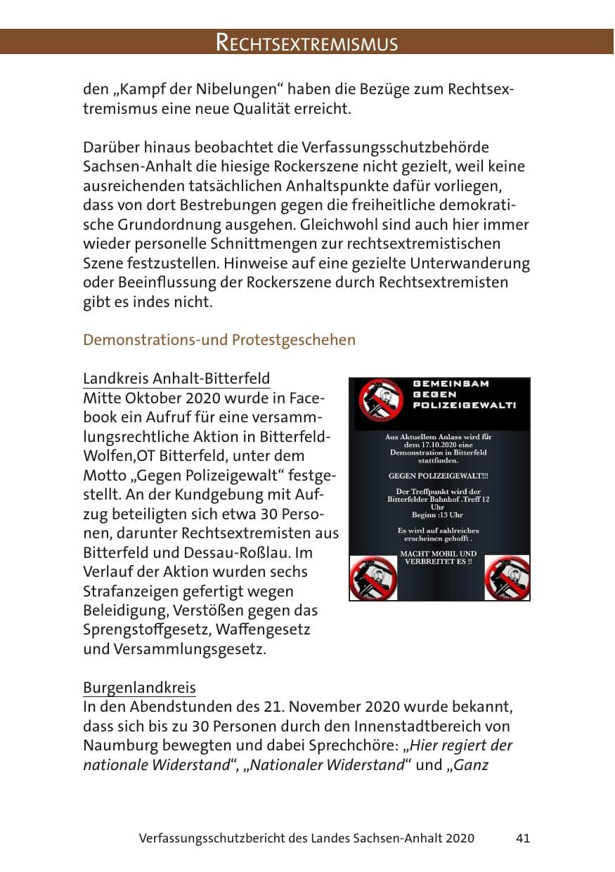 Seite 43 des Verfassungsschutzbericht 2020 Sachsen-Anhalt