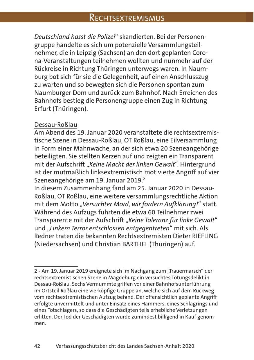 Seite 44 des Verfassungsschutzbericht 2020 Sachsen-Anhalt