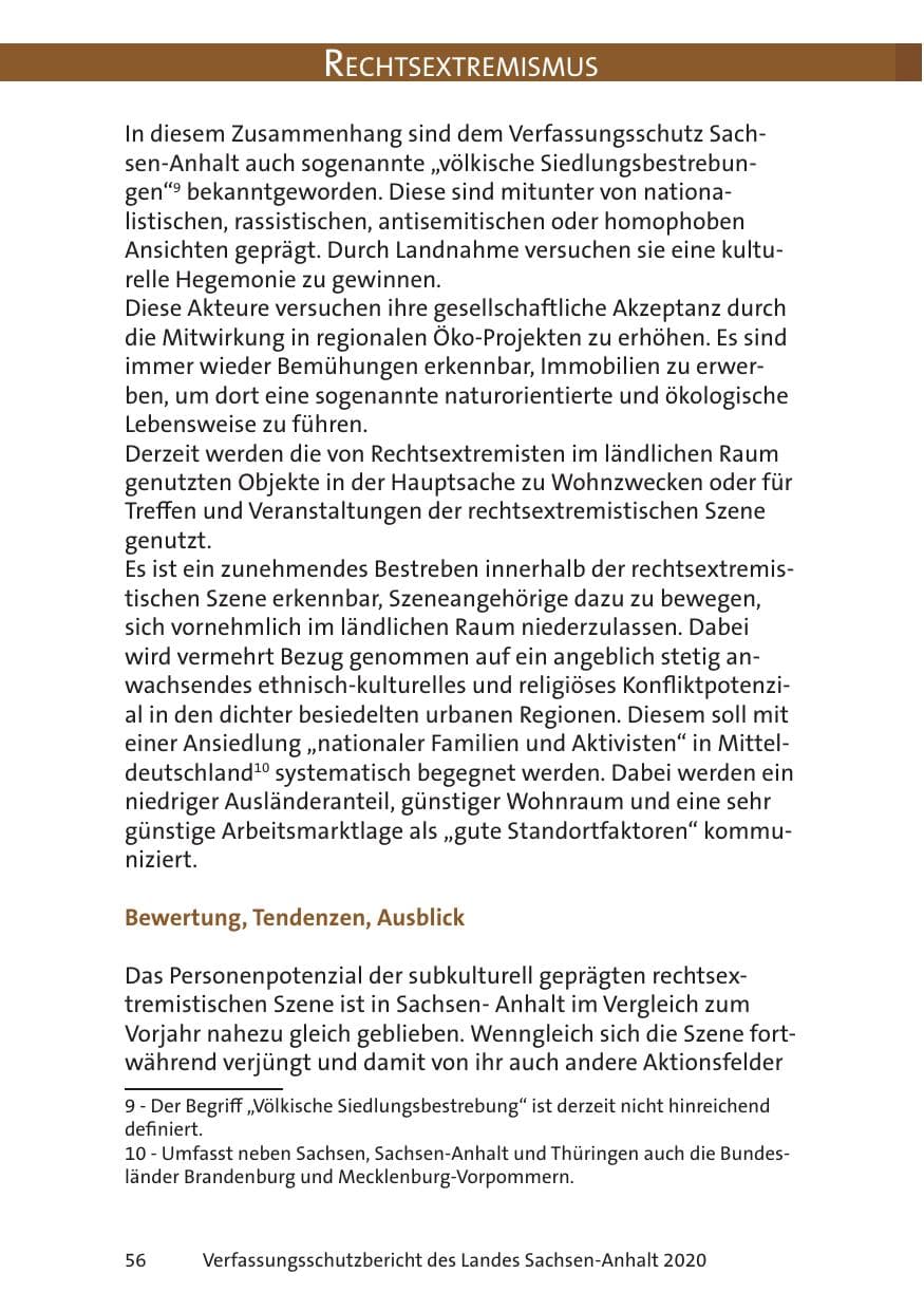 Seite 58 des Verfassungsschutzbericht 2020 Sachsen-Anhalt