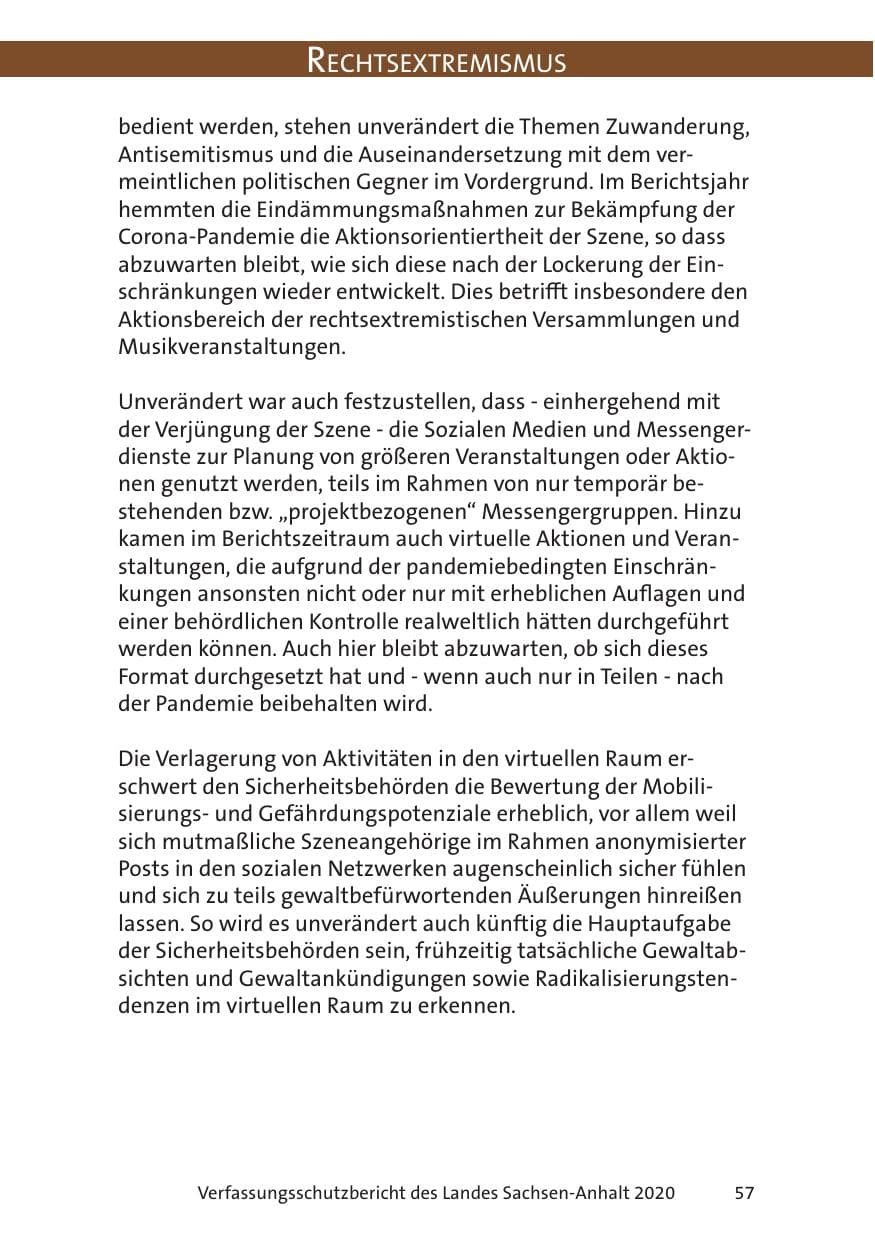 Seite 59 des Verfassungsschutzbericht 2020 Sachsen-Anhalt