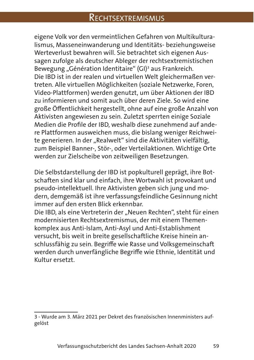 Seite 61 des Verfassungsschutzbericht 2020 Sachsen-Anhalt