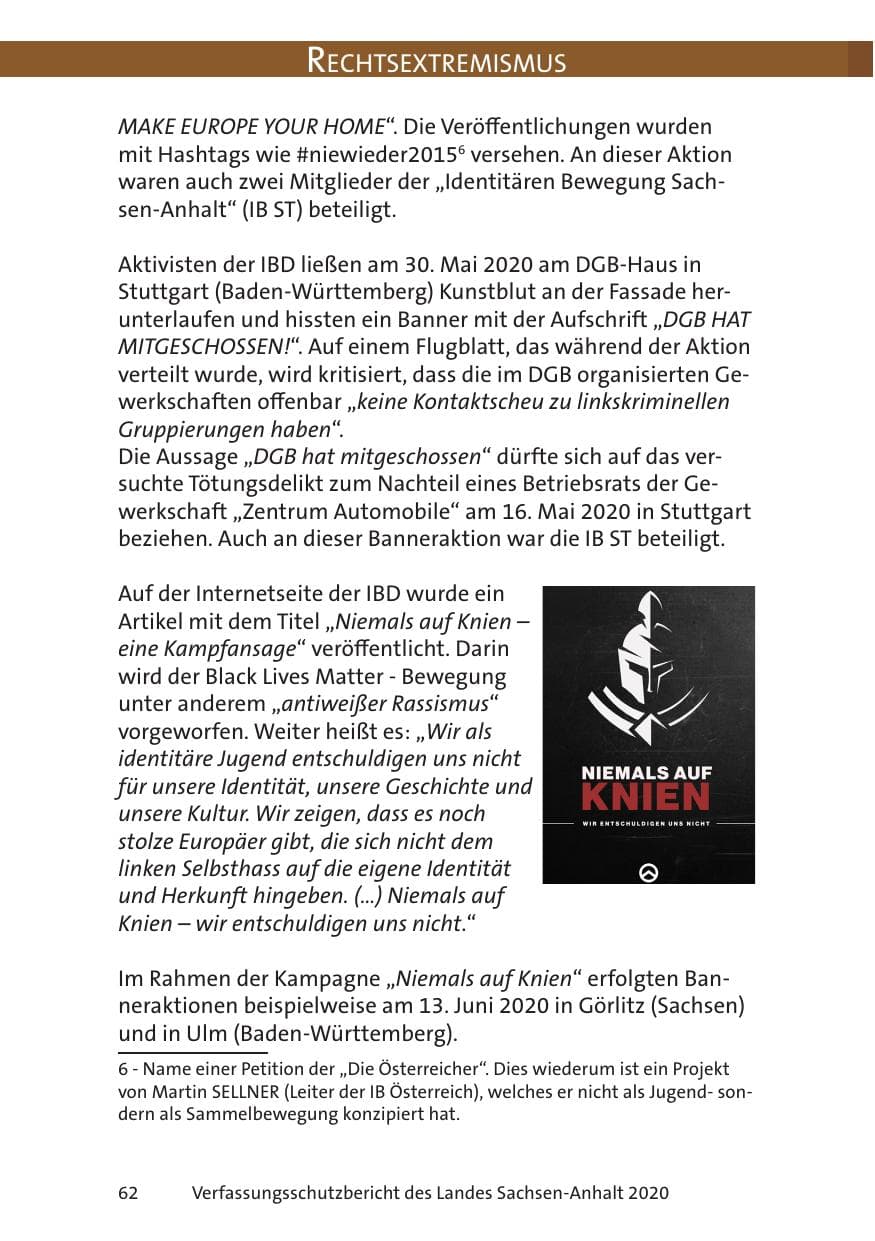Seite 64 des Verfassungsschutzbericht 2020 Sachsen-Anhalt