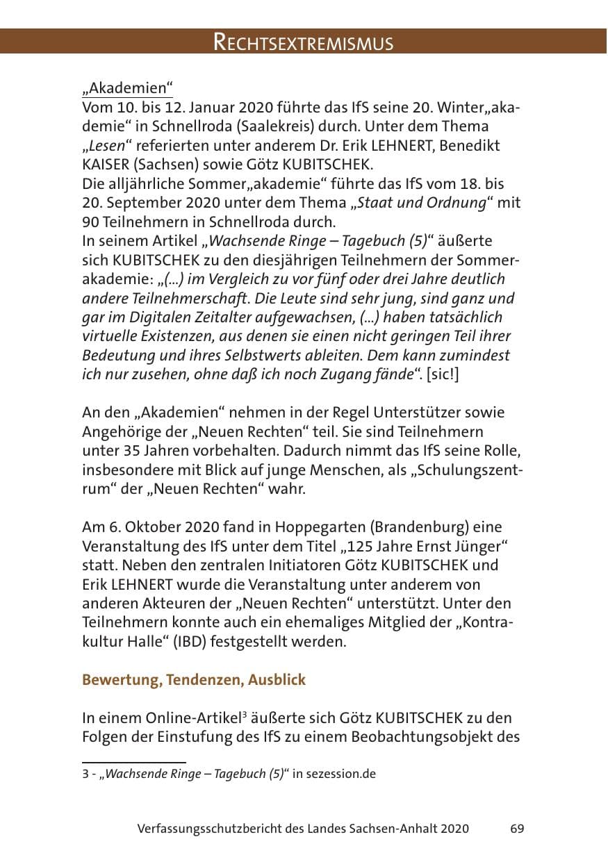 Seite 71 des Verfassungsschutzbericht 2020 Sachsen-Anhalt