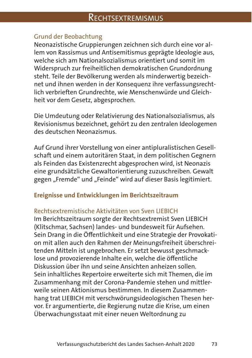 Seite 75 des Verfassungsschutzbericht 2020 Sachsen-Anhalt