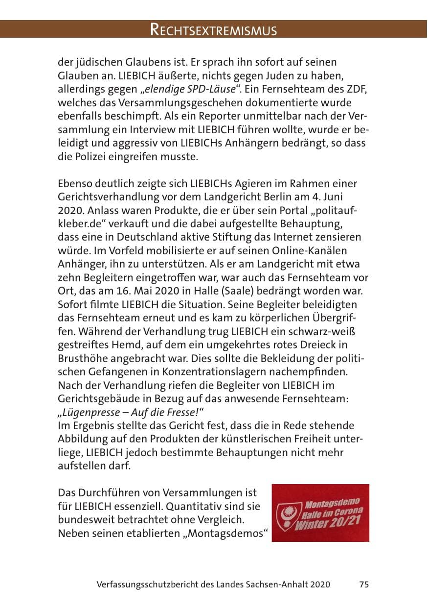 Seite 77 des Verfassungsschutzbericht 2020 Sachsen-Anhalt