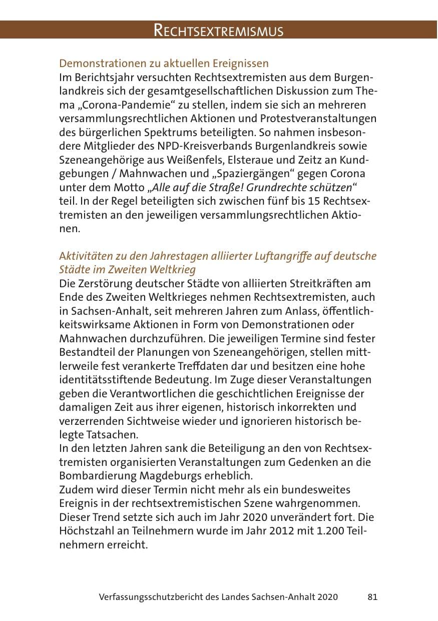 Seite 83 des Verfassungsschutzbericht 2020 Sachsen-Anhalt