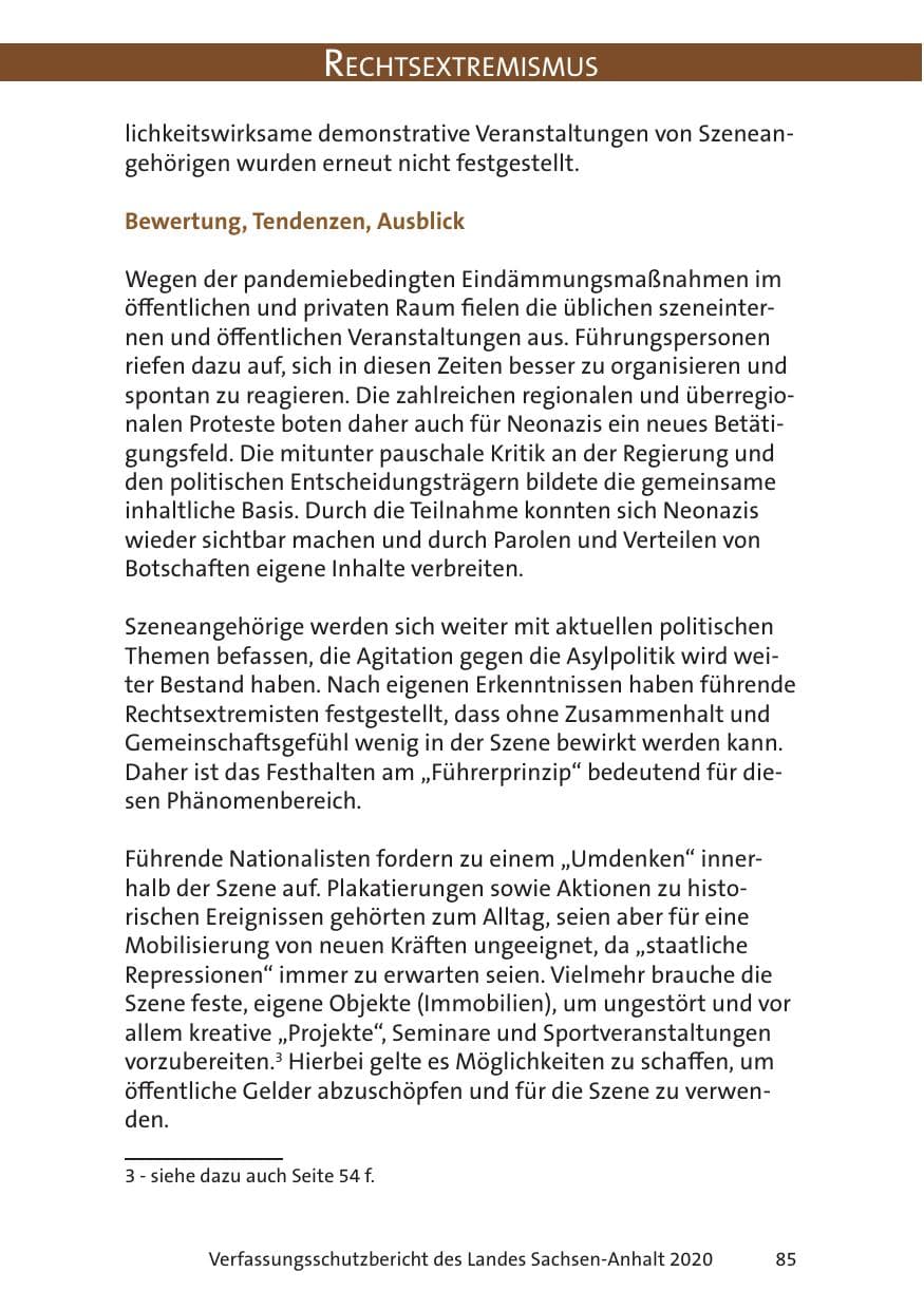 Seite 87 des Verfassungsschutzbericht 2020 Sachsen-Anhalt