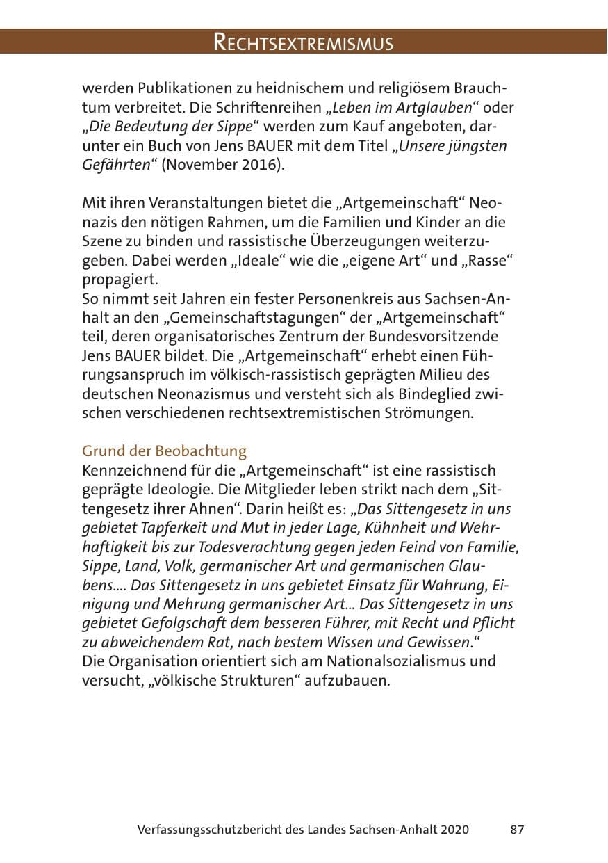 Seite 89 des Verfassungsschutzbericht 2020 Sachsen-Anhalt