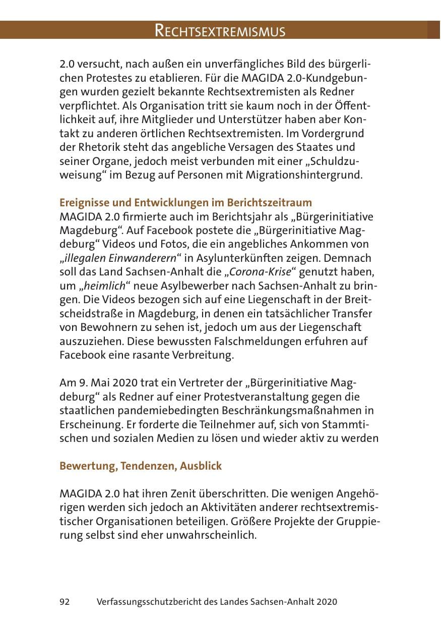 Seite 94 des Verfassungsschutzbericht 2020 Sachsen-Anhalt