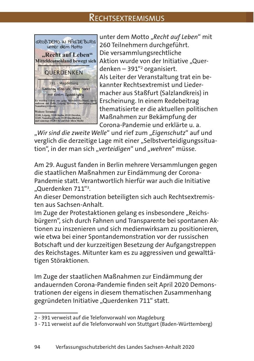 Seite 96 des Verfassungsschutzbericht 2020 Sachsen-Anhalt