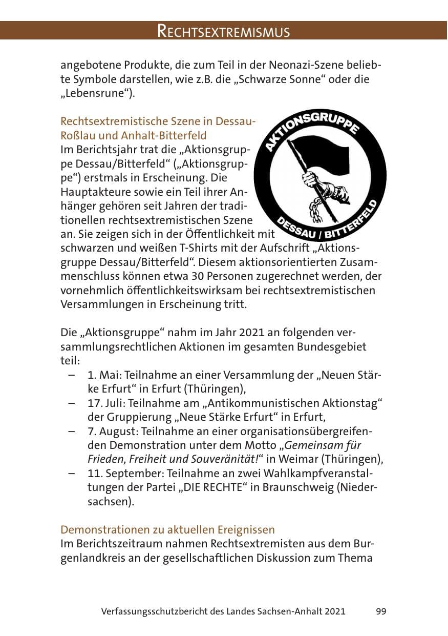 Seite 101 des Verfassungsschutzbericht 2021 Sachsen-Anhalt