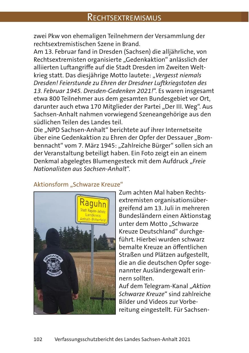 Seite 104 des Verfassungsschutzbericht 2021 Sachsen-Anhalt