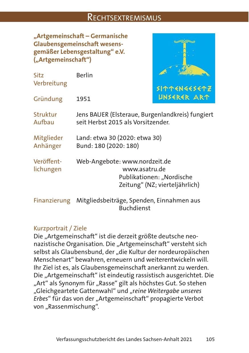Seite 107 des Verfassungsschutzbericht 2021 Sachsen-Anhalt