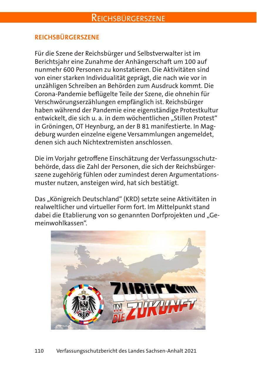 Seite 112 des Verfassungsschutzbericht 2021 Sachsen-Anhalt