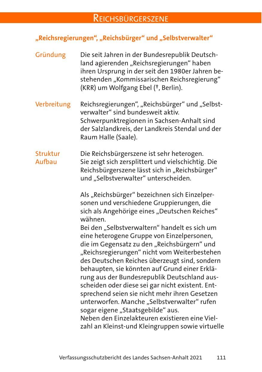 Seite 113 des Verfassungsschutzbericht 2021 Sachsen-Anhalt