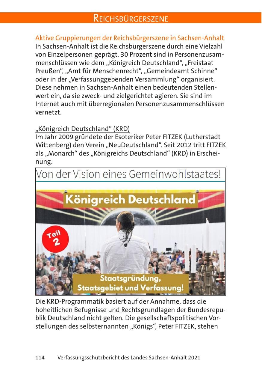 Seite 116 des Verfassungsschutzbericht 2021 Sachsen-Anhalt