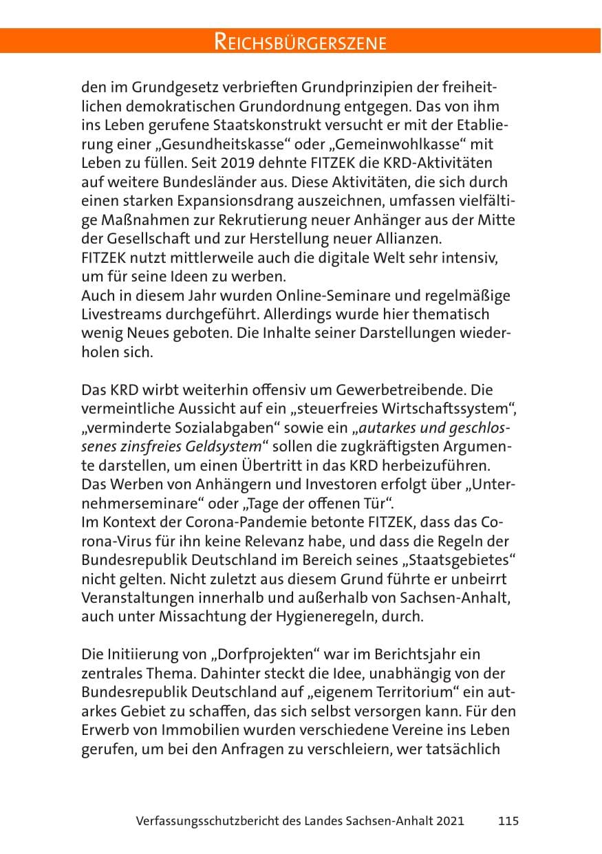Seite 117 des Verfassungsschutzbericht 2021 Sachsen-Anhalt