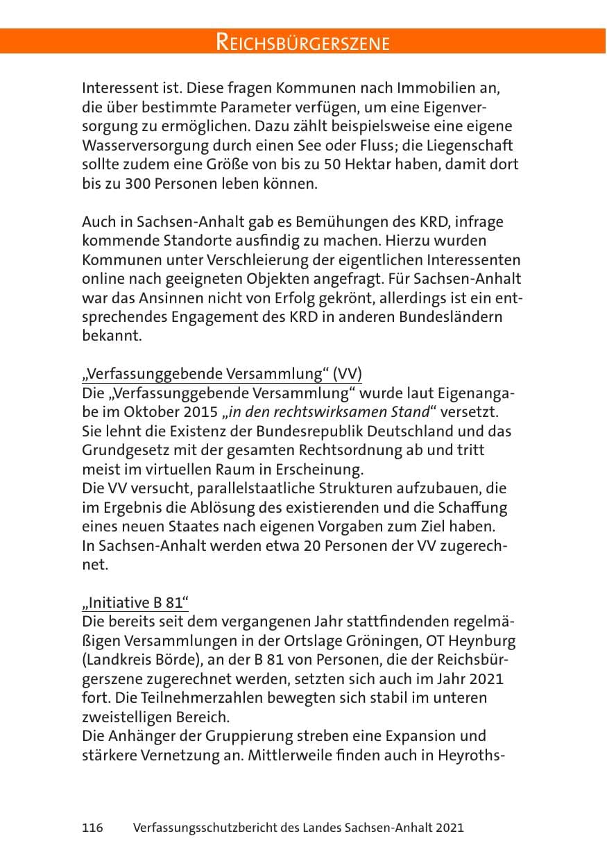 Seite 118 des Verfassungsschutzbericht 2021 Sachsen-Anhalt