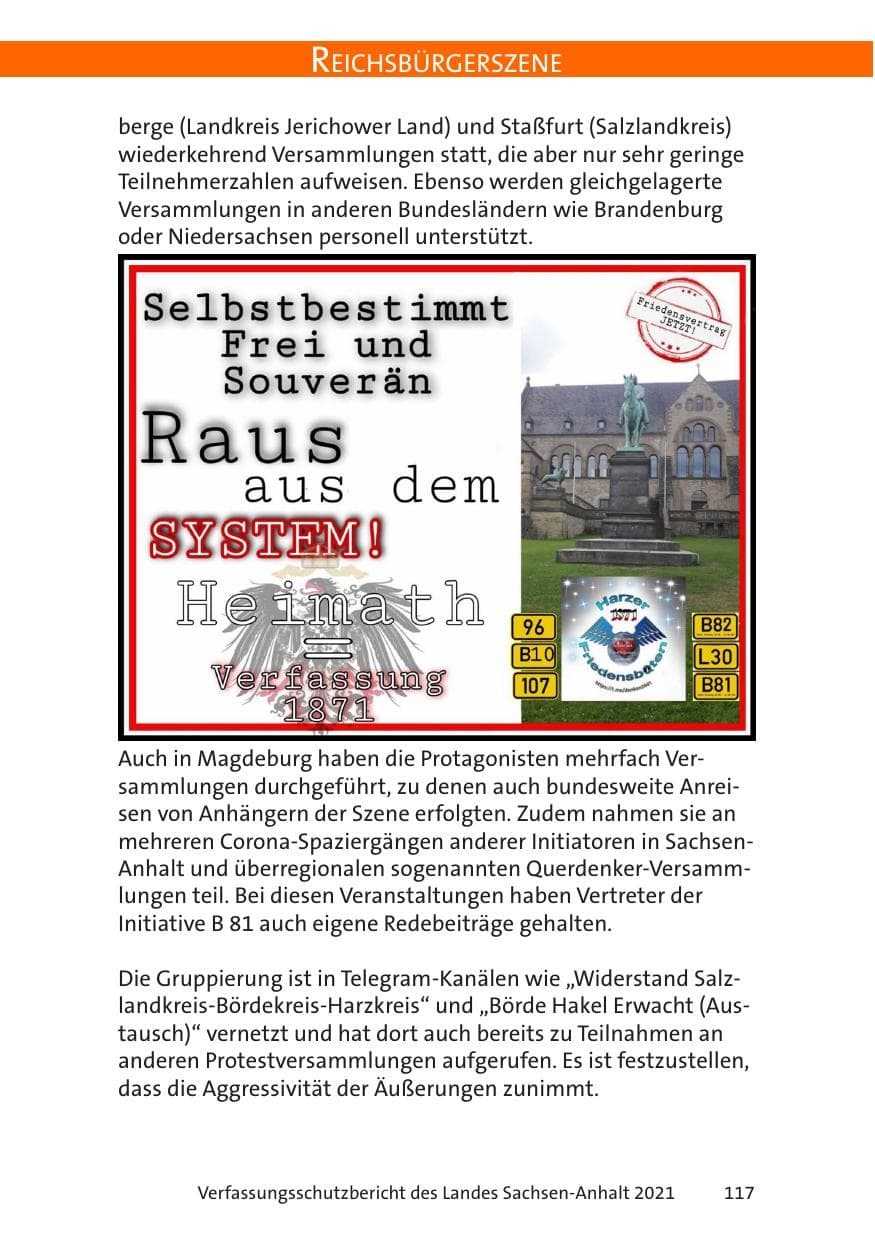 Seite 119 des Verfassungsschutzbericht 2021 Sachsen-Anhalt