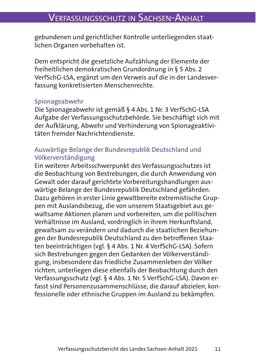 Seite 13 des Verfassungsschutzbericht 2021 Sachsen-Anhalt
