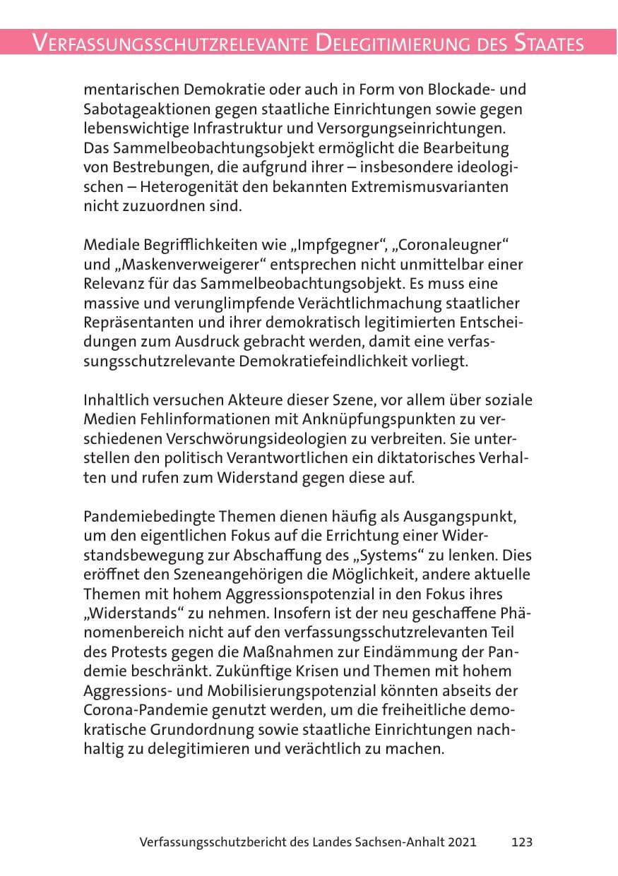 Seite 125 des Verfassungsschutzbericht 2021 Sachsen-Anhalt
