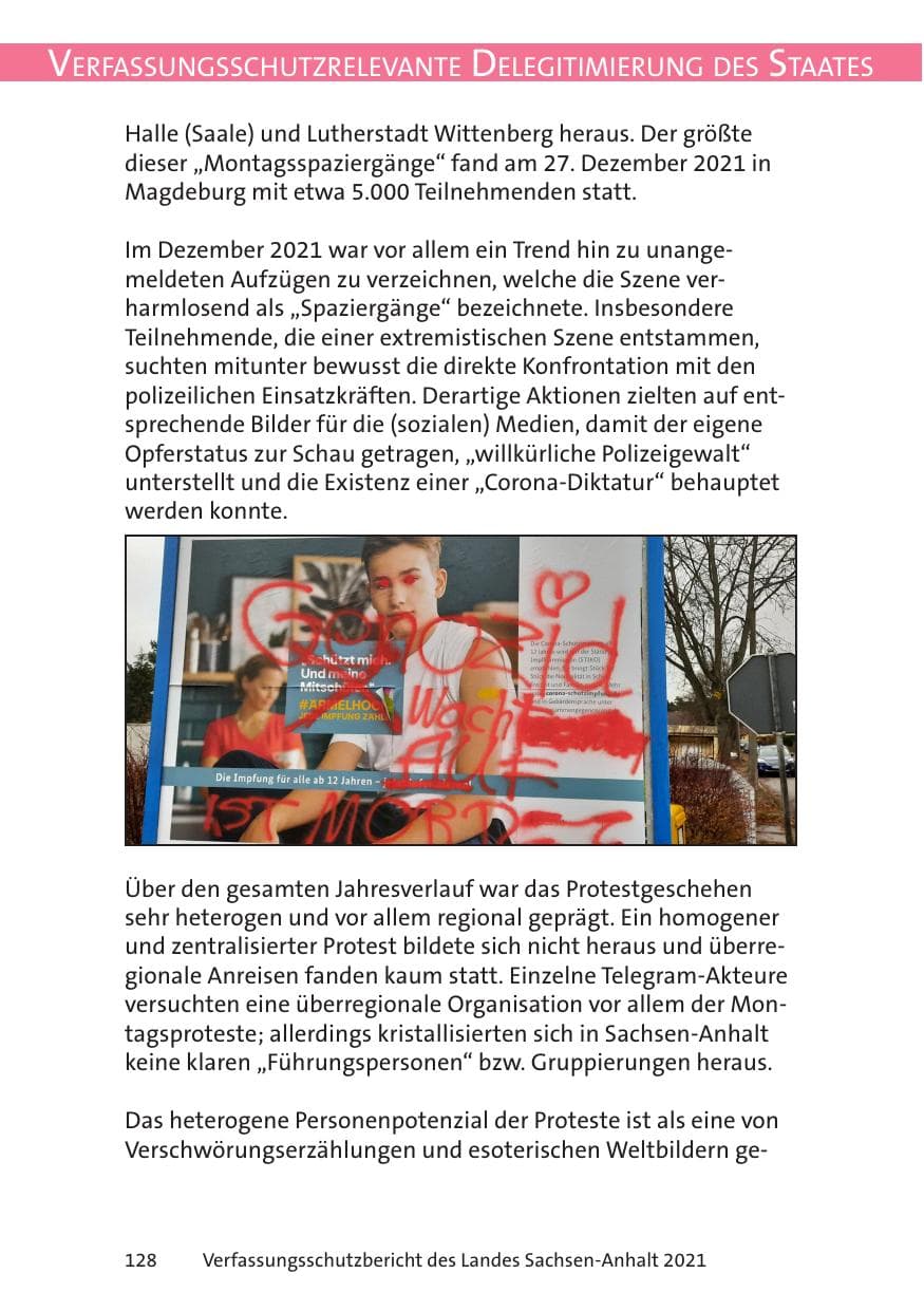 Seite 130 des Verfassungsschutzbericht 2021 Sachsen-Anhalt
