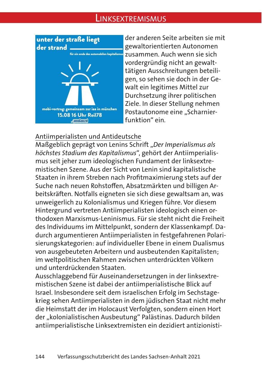 Seite 146 des Verfassungsschutzbericht 2021 Sachsen-Anhalt