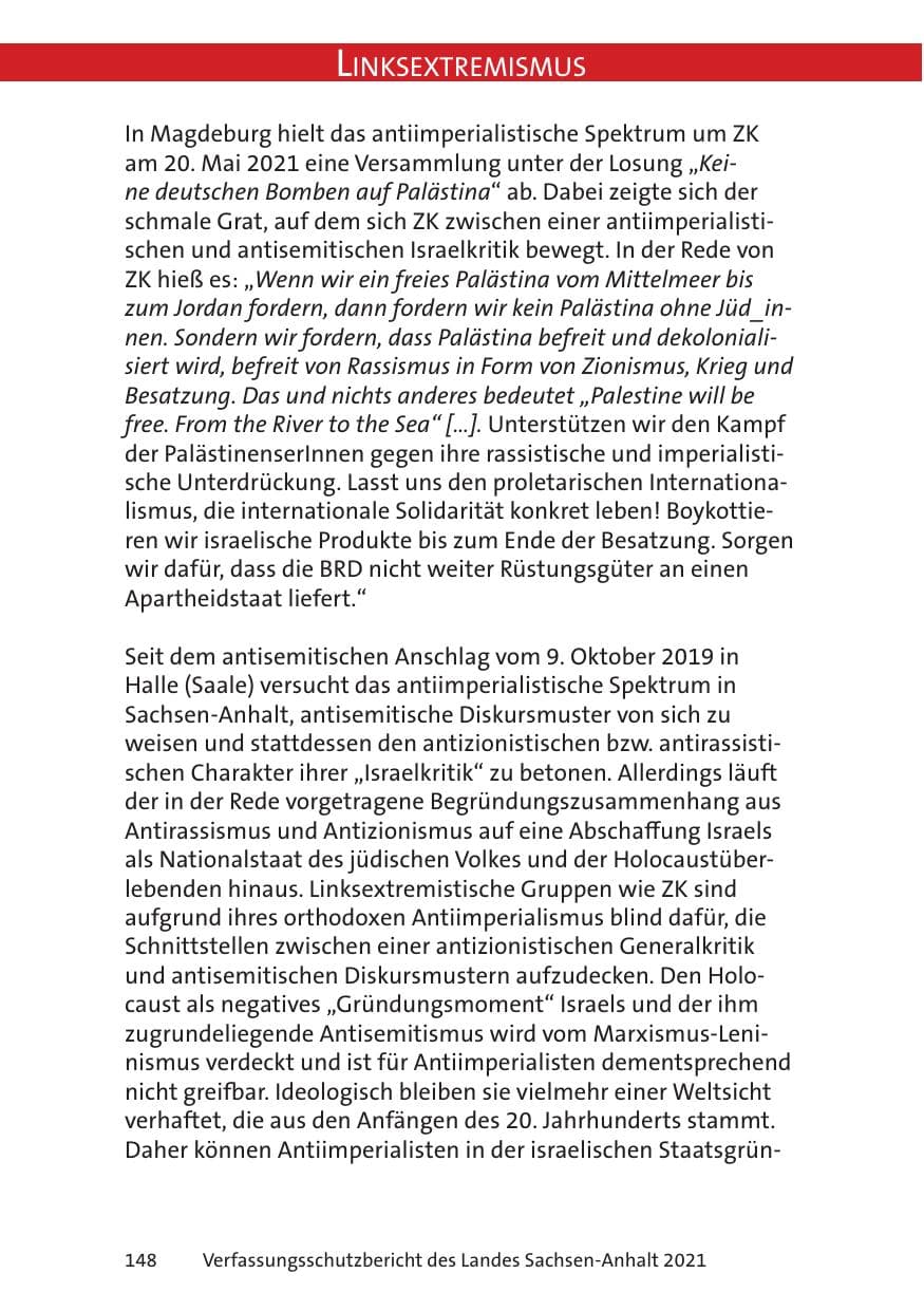 Seite 150 des Verfassungsschutzbericht 2021 Sachsen-Anhalt