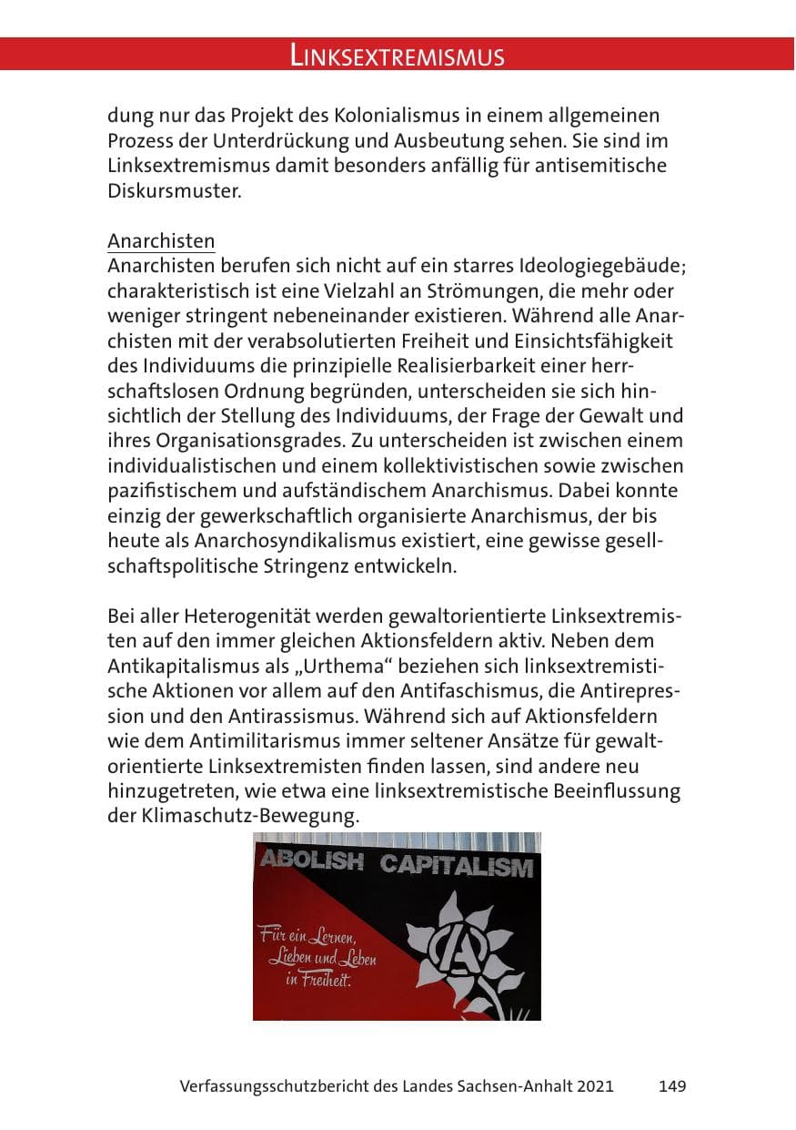 Seite 151 des Verfassungsschutzbericht 2021 Sachsen-Anhalt